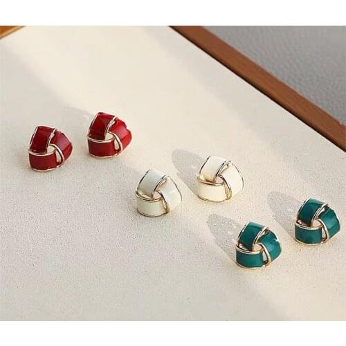 YAOLOGE Geometric Stud Earrings For Women Shape Earrings The Lacquer That Bake Process Enamel Earrings 2021 Trend Wholesale