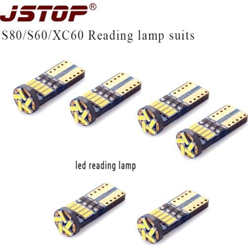 JSTOP 6piece/set S80 S60 XC60 high quality led reading lights trunk lamp canbus Interior bulbs 12VAC W5W t10 4014smd car lights