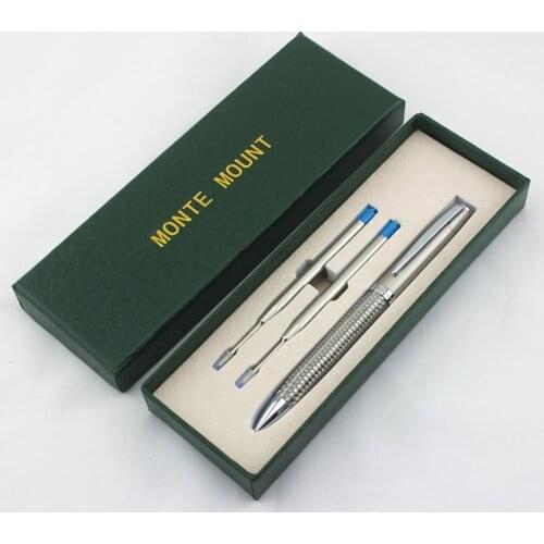 MONTE Classic Pen Brand Cruise Collection Platinum Line Braid metal Ballpoint Pen Silver Clip Gifts pen New
