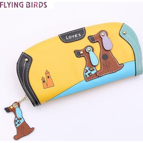 FLYING BIRDS! women leather wallets dollar price womens purse 2020 new card holder coin purse fashion cute dog bag lady LM3091
