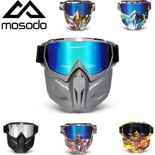 Mosodo Men Women Snowboard Ski Goggles Skiing Sunglasses Snowmobile Cycling Eyewear Face Cover Anti-fog Mask with Mouth Filter