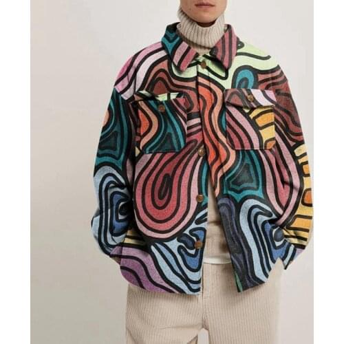 Mens Clothing Autumn New Three-dimensional Patch Pocket Jacket Button Printing Jacket Men Japanese Streetwear Ropa De Hombre