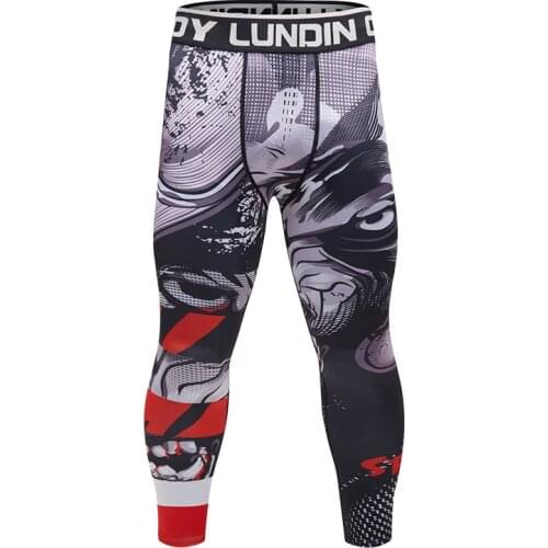 Guangzhou Wholesale Men Gym Fitness Sportwear Compression Full Print Durable Running Leggings