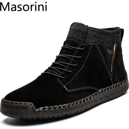 Winter Warm Men Snow Boots High Quality Cow Suede Man Ankle Boots Fur Men Shoes Plush Autumn Basic Drive Boots Big Size 48