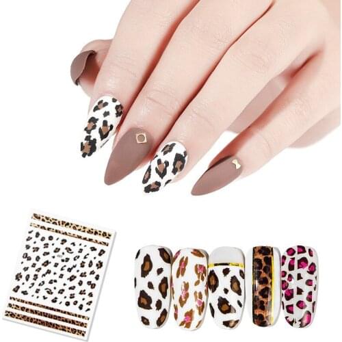 Popular Leopard Sexy Animals Stickers for Nails Fog Frosted Designs Water Tattoo Foil Nail Art Decals Polish Slider Manicure