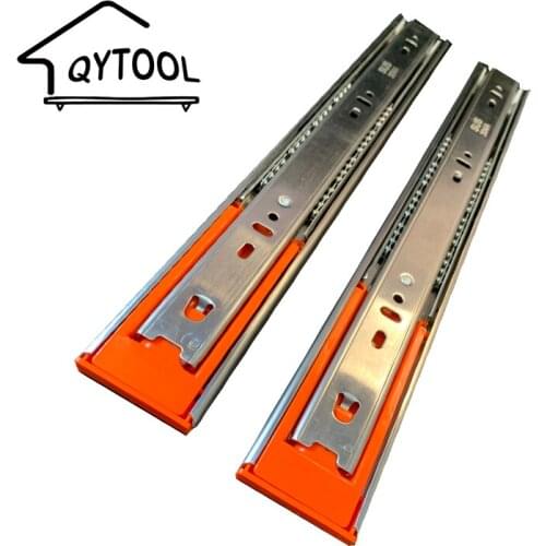 45mm Stainless Steel Drawer Slides Guides Soft Close Drawer Track Rail Sliding Three-Section Cabinet Slides Furniture Hardware