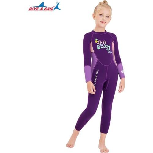 New Fashion Letters Swim Wetsuit For Girls Children 2.5mm Neoprene Diving Suit Swimsuit Kids Surf Jellyfish Swimwear Wet Suits