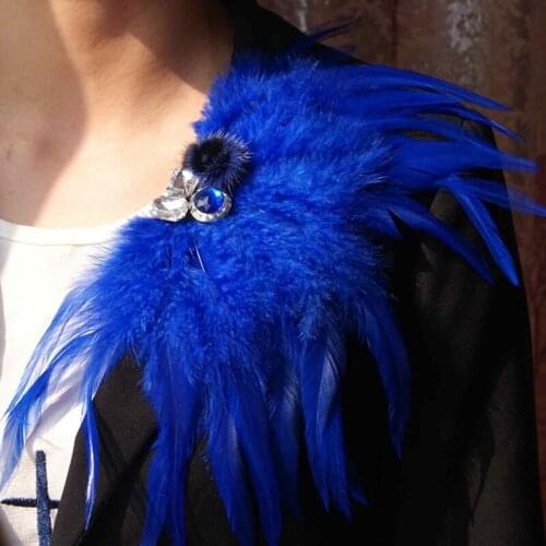 Punk Suit Banquet Feather Crystal Corsage Collar Brooch Pin Party Jewelry Accessories for a Wedding Cheap Decoration Gift