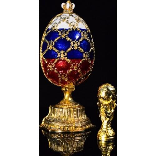 Arrive Russia Football Style Faberge Egg for Home Deocr animal bejeweled trinket box cosmetic packaging