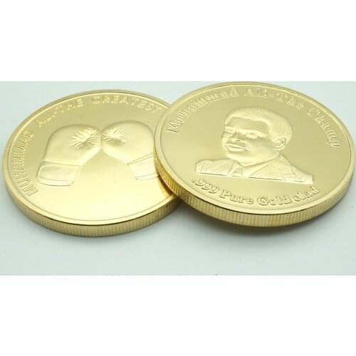 Drop Shipping Boxing Man Gold Plated Commemorative Coin Holder World Heavyweight Champion Souvenir Coin Sports Gift for Him