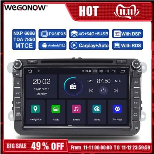 PX6 DSP HD IPS 8'' Android 10 4G 64G Radio BT Map Wifi TPMS Car DVD GPS Player For VW POLO GOLF PASSAT B5 B6 Tiguan 2004-2012