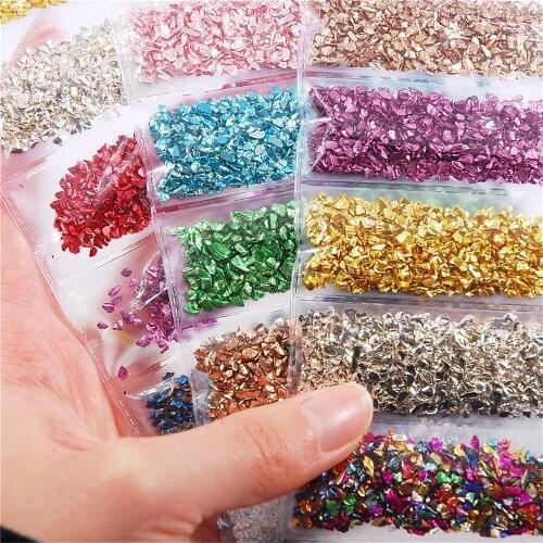 Multicolor Glass Crushed Nail Stone The Shape Of Irregular Glitter Sequins For Nail Art Manicure Crafts Decoration Accessory