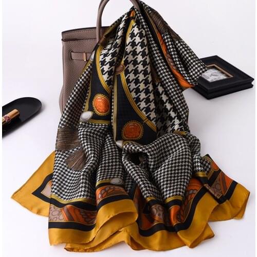 180*90cm Luxury Brand Women Scarf Summer Silk Shawl Lady Wrap Soft Female Echarpe Designer Beach Stole Bandanna foulard muffler