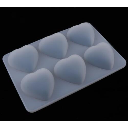 6 Cavity Heart Silicone Molds Mould for Baking Chocolate Candy Cookies Soap
