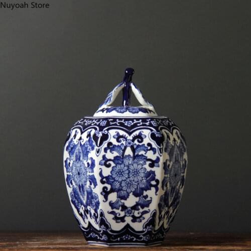 Blue and White Porcelain Ceramic Decoration Home Decoration Storage Tank Kitchen Storage Tank Snack Jar Candy Jar Decoration