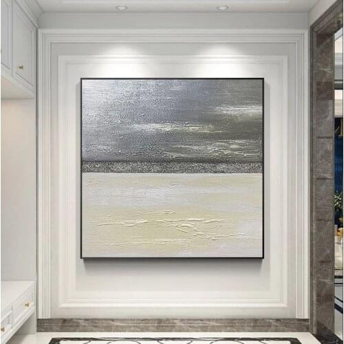 Modern oil paintings Hand painted Light Luxury Gray Decorative Oil Paintings Porch Hanging Hotel Villa Murals Large Home Decor