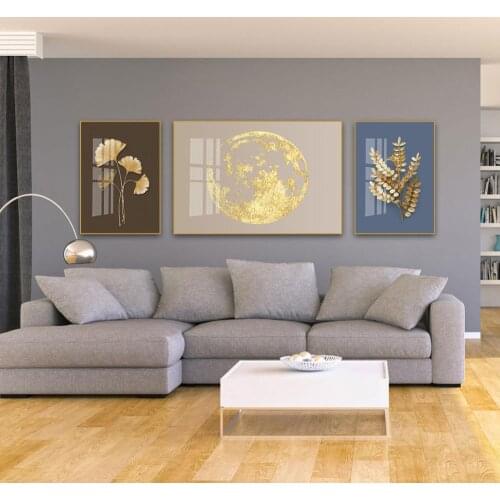 Modern Abstract Plant Leaves Luxury Poster Home Decor Nordic Canvas Painting Wall Art Print Gold Decor for Living Room Painting