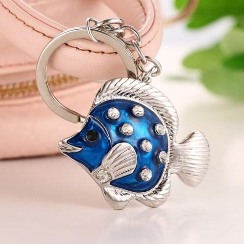 2020 Tinykenro new hot style fashion rhinestone cute and elegant peacock blue tropical fish bag wallet keychain