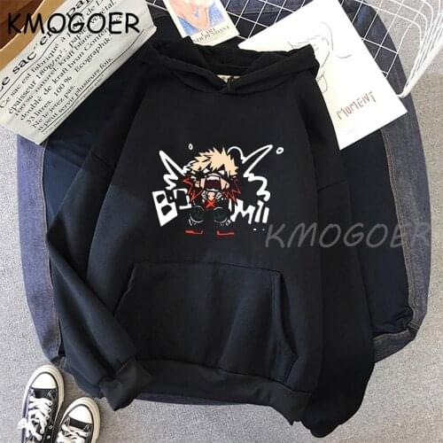 My Hero Academia Bakugou Katsuki Hoodies Men Women Fashion Black Pullovers Harajuku Anime Shirt Hoodied Women Long Sleeve