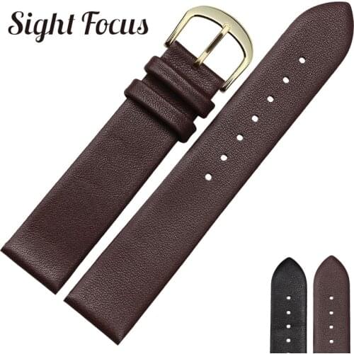 Thin Watchband 12 14 15 16 17 18 19 20 22mm Leather Watch Strap for Longines Women Black Brown Bracelet Replacement Relojes Belt