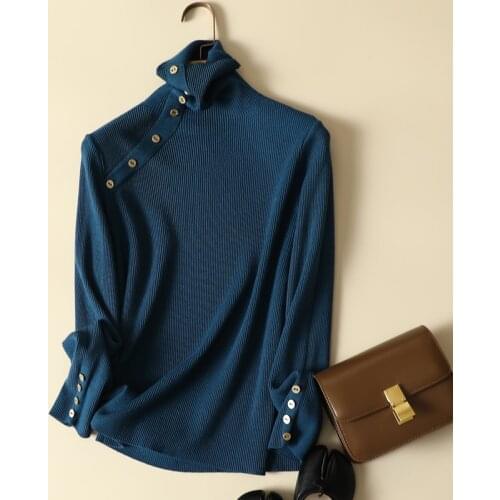 Turtleneck Solid Knitted Women Sweater Pullovers Autumn New Long-Sleeved Casual Vintage Female Pulls Outwear Tops