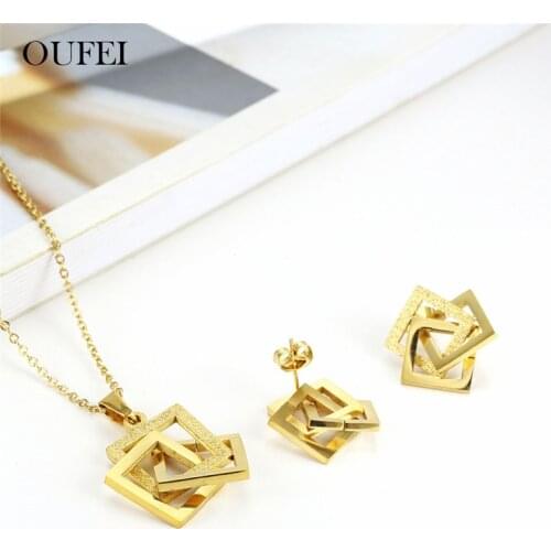OUFEI Stainless Steel Jewelry Sets for Women Star Necklace Earrings Geometric Necklace Set Of Earrings For Women Jewellery