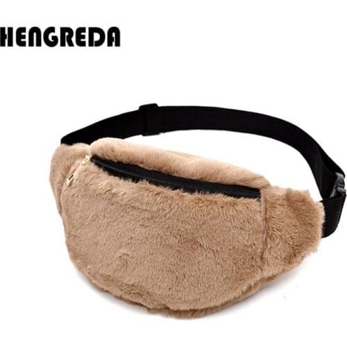 2018 Women Fur Fanny Pack Faux Rabbit Waist Bag Travel Plush Belt Bag Female Winter Bum Bag Travel Bum Hip Coins Phone Pouch