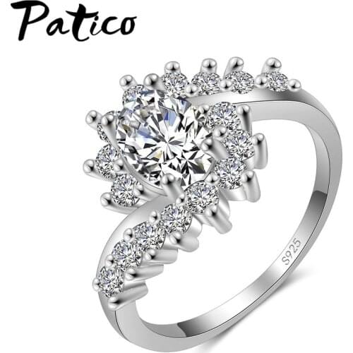 Genuine Brand Four Colors Crystal Rings For Ladies Engagement Appointment Jewelry 925 Sterling Silver CZ Bague Femme