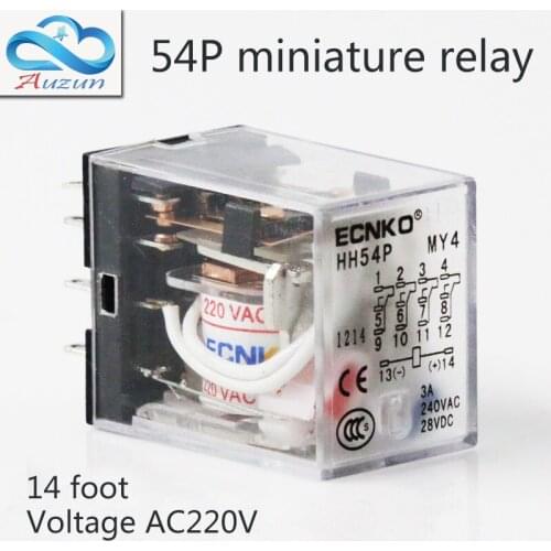 10 pieces hh54P small current relay intermediate relay AC220V 14a foot 5 a4 4closure ECNKO