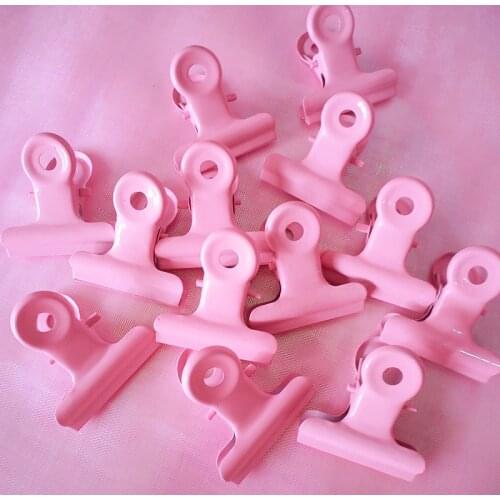 5pcs/lot Pink Paint Bag Iron Clips Lovely Durable File Clips School Home Office Snack Sealing