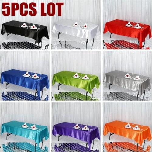 5pcs Satin Table Cloth Table Topper Overlay Table Cover Tablecloth For Birthday Wedding Banquet Hotel Festival Party Decoration