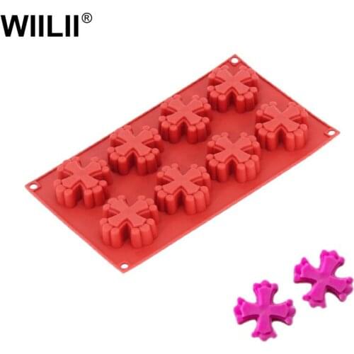 8 Cavity Cross Shaped Silicone Chocolate Mold For Cookie Jelly Candy Pastries Cake Mould Craft Clay Fondant Mold Decoration Tool