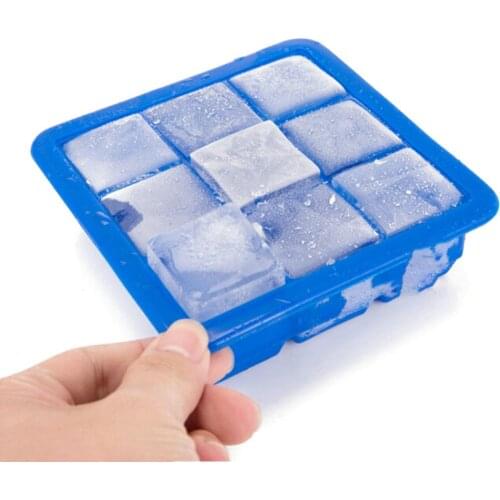 9 Grids Silicone Ice Cube Tray Molds Square Shape Ice Cube Maker Fruit Ice Cream Mold for Wine Bar Drinking Dropship