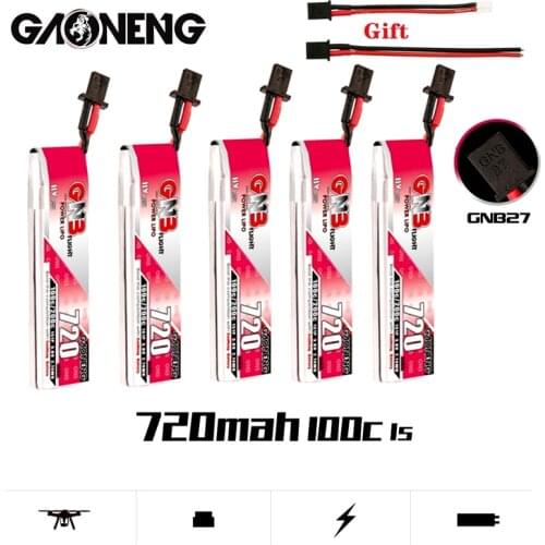1-10Pcs GAONENG GNB 1S 720mah 3.8V 100C/200C HV Lipo Battery With GNB27 plug for Quadcopter FPV Drone Tinywhoop Frame RC Drone