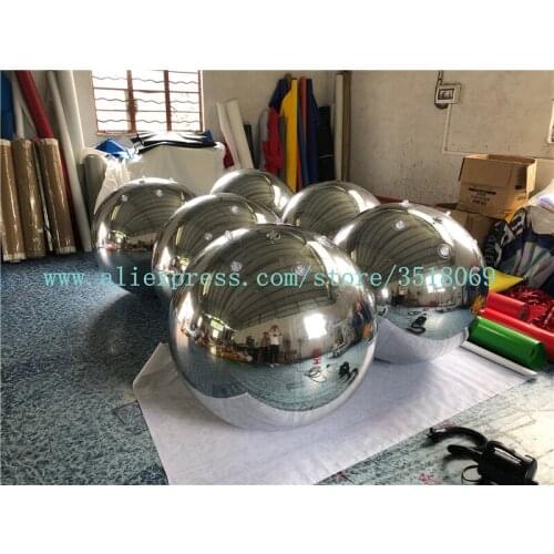Large inflatable mirror balloon, PVC silver inflatable mirror ball for advertising campaigns