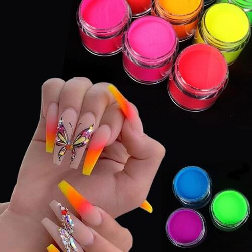 Fluorescence Nail Dust Crystal Carved Nail Extension Neon Pigment Dip Powder Nail Acrylic Powder Professional Nail Accessory