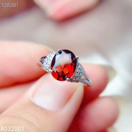 KJJEAXCMY fine jewelry natural garnet 925 sterling silver adjustable gemstone women ring support test popular beautiful