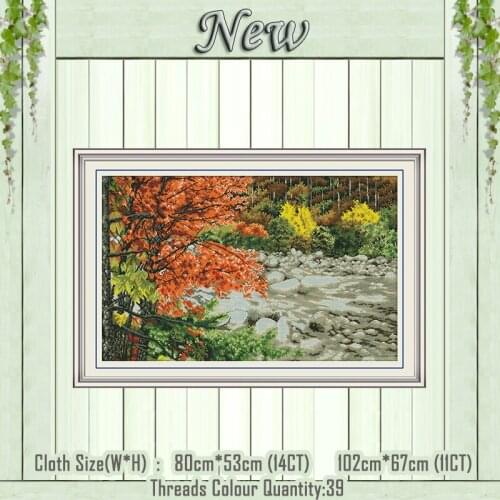Maple River scenery decor diy paintings counted printed on the canvas DMC 11CT 14CT kits Cross Stitch embroidery needlework Sets