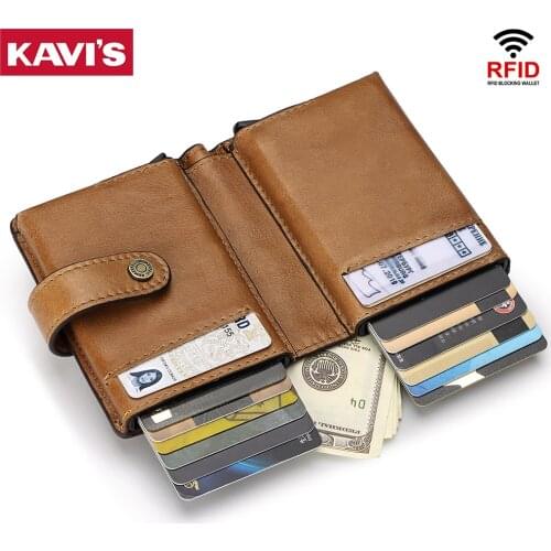 KAVIS Business Automatic Card Holder Men Small Card Case Male Bank Credit Card Bag Mini Male Coin Purse Multifunction Rfid