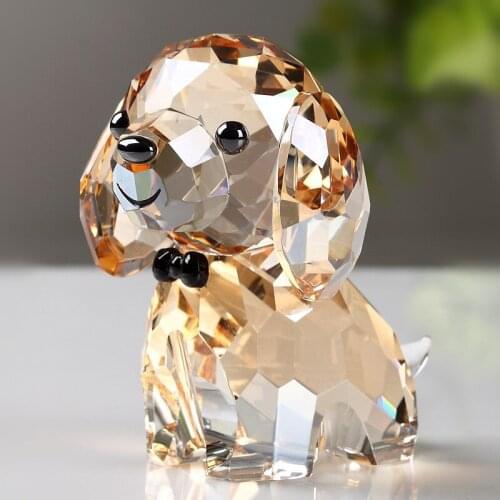 Crystal Lovely Dog Figurine Handmade Miniature Glass Animal Craft Home Decor Ornament Trinket Gift Children Toy