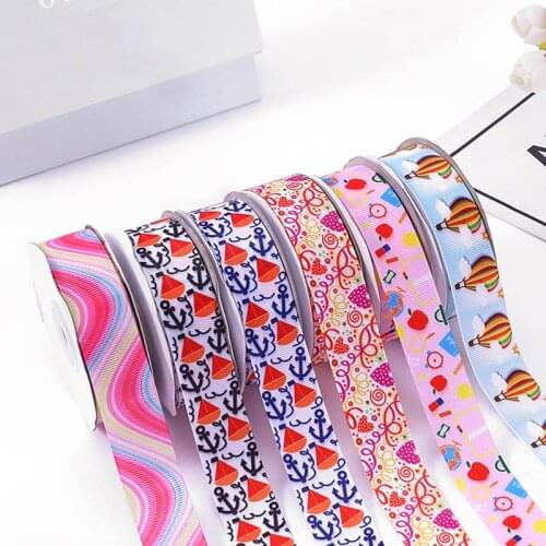 5yards/lot) 25mm Print Grosgrain Ribbon for Hairbow DIY Card Gift Box Packing Clothing Accessories Lace Ribbons