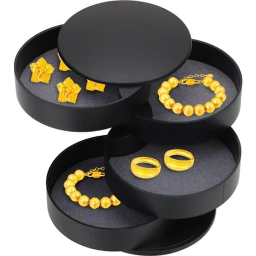 Jewelry Storage Tray with Lid Women Jewelry Storage Box Necklace Earring Ring Holder 4-Layer Rotatable Jewelry Box Organizer
