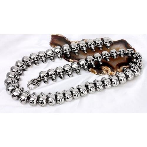 Large skull chain necklace mens stainless steel skeleton jewelry chains on the neck Retro necklace Gothic hip hop punk fashion