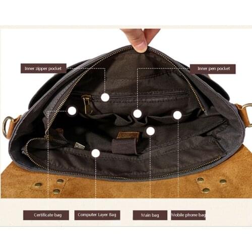 G5AE Mens Canvas Briefcase Business Shoulder Crossbody Bag Messenger Laptop Bag Handbag