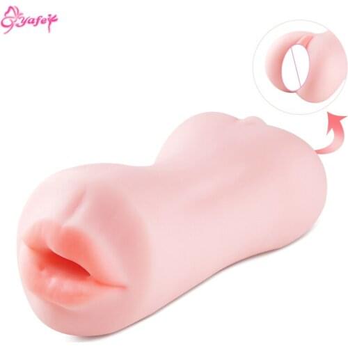 Male Masturbator Artificial Vagina Double Head Anal Mouth Stimulate Penis Man Orgasm Oral Tongue Realistic Vagina Sex Toys