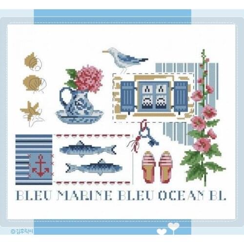 Blue Ocean House 35-28 Counted Cross Stitch 11CT 14CT 18CT DIY Chinese Cross Stitch Kits Embroidery Needlework Sets