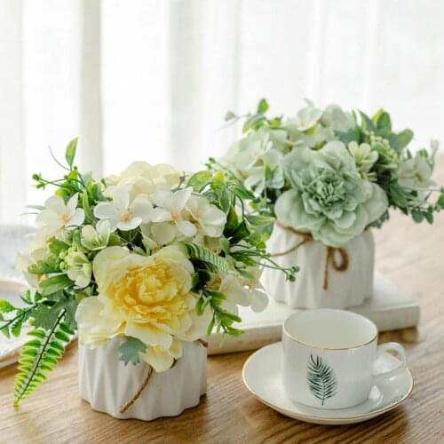 Artificial rose set artificial flower pot culture home improvement false blossom