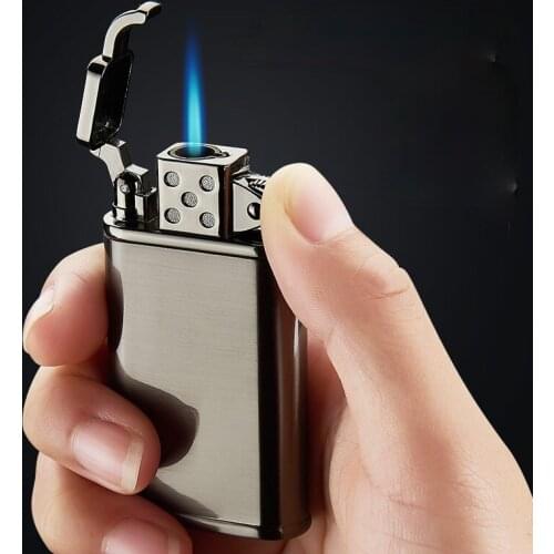 Inflatable Lighter Windproof Blue Flame Personality Retro Creative Mens Metal Direct Welding Torch Smoking Accessories for Weed