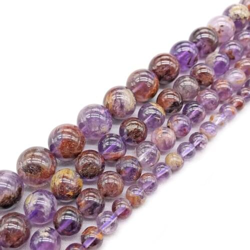 Natural Stone Purple Ghost Quartz Round Loose Spacer Beads Strand For Jewelry Making DIY Bracelet Necklace 15'' 6 8 10 12mm