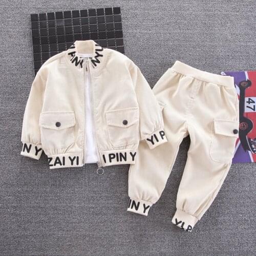 New spring and autumn kids clothes fashion trend denim boy jacket + long sleeve + pants 3-piece baby clothing baby sportswear